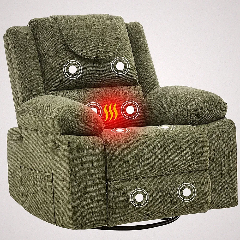 Adults Oversized Rocking Nursery Glider Recliner Chair,360° Swivel Rock Recli...