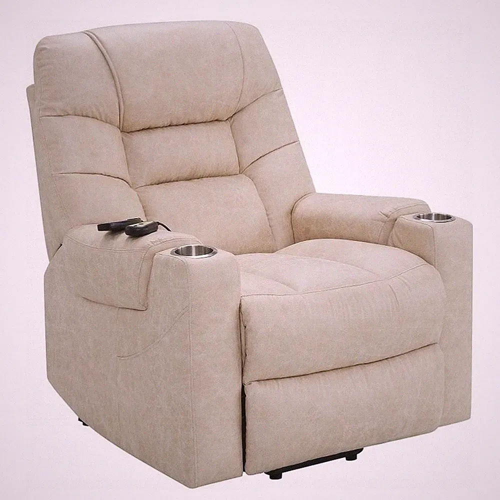 Aira Power Recliner Lift Chair with Heating Massage- Gray Faux Leather