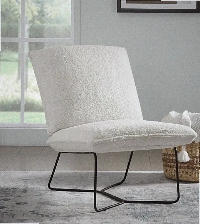 Better Homes and Gardens pillow lounge chair, faux sherpa cream-colored Fabric