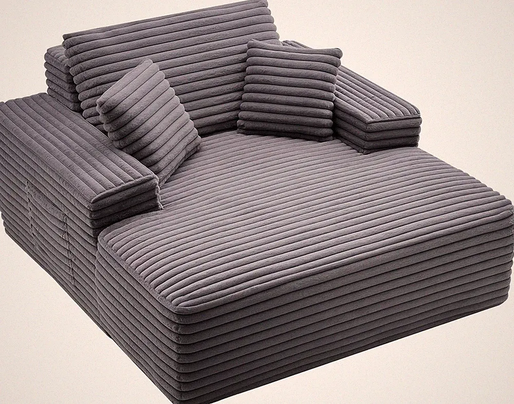 Chaise Lounge Chair, 48 in Boneless Chaise Lounge Indoor, Modern Upholstered Ove