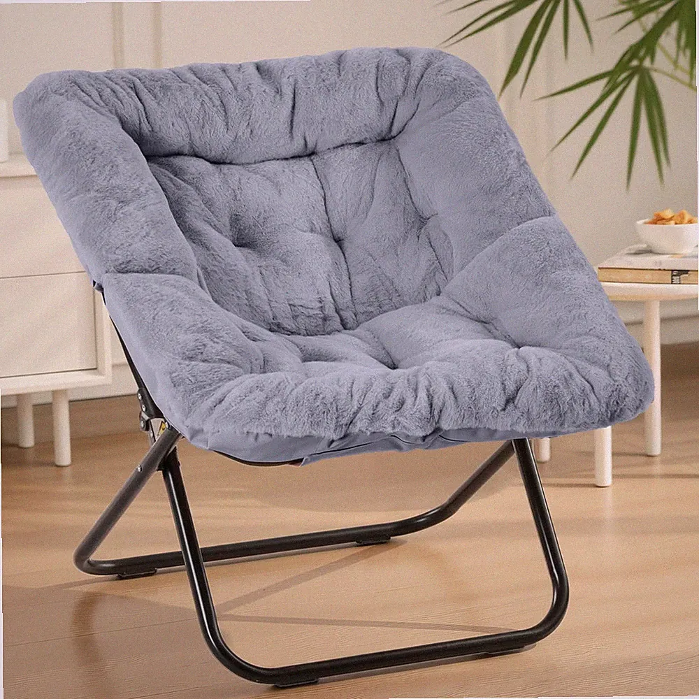Comfy Chair for Adults, Foldable Living Room Chair, Soft Faux Fur Lounge for...