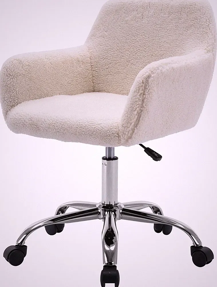 Faux Fur 360°Swivel Desk Chair, Height Adjustable Home Office Armchair with Sliv