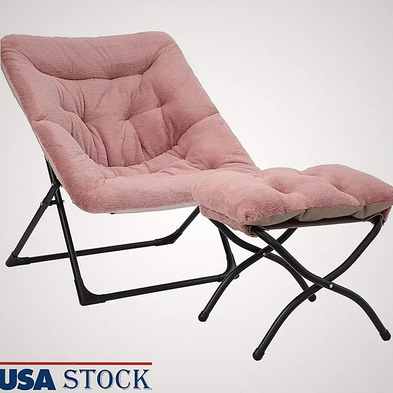 Foldable Ergonomic Accent Chair Comfortable Lounge Chair Faux Fur Cozy Seating
