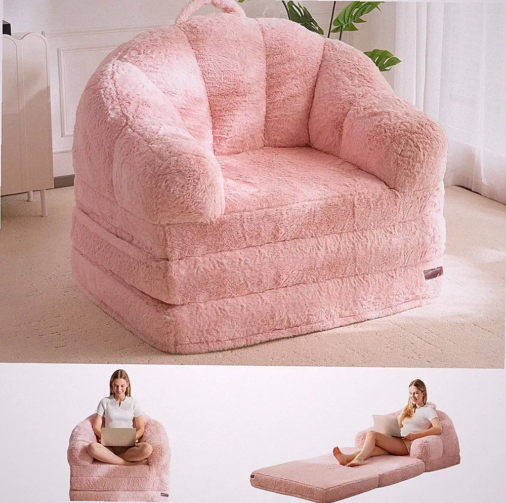 Folding Sofa Bed, 2 in 1 Convertible Sofa to Lounger Comfy Single Bean Bag Chair