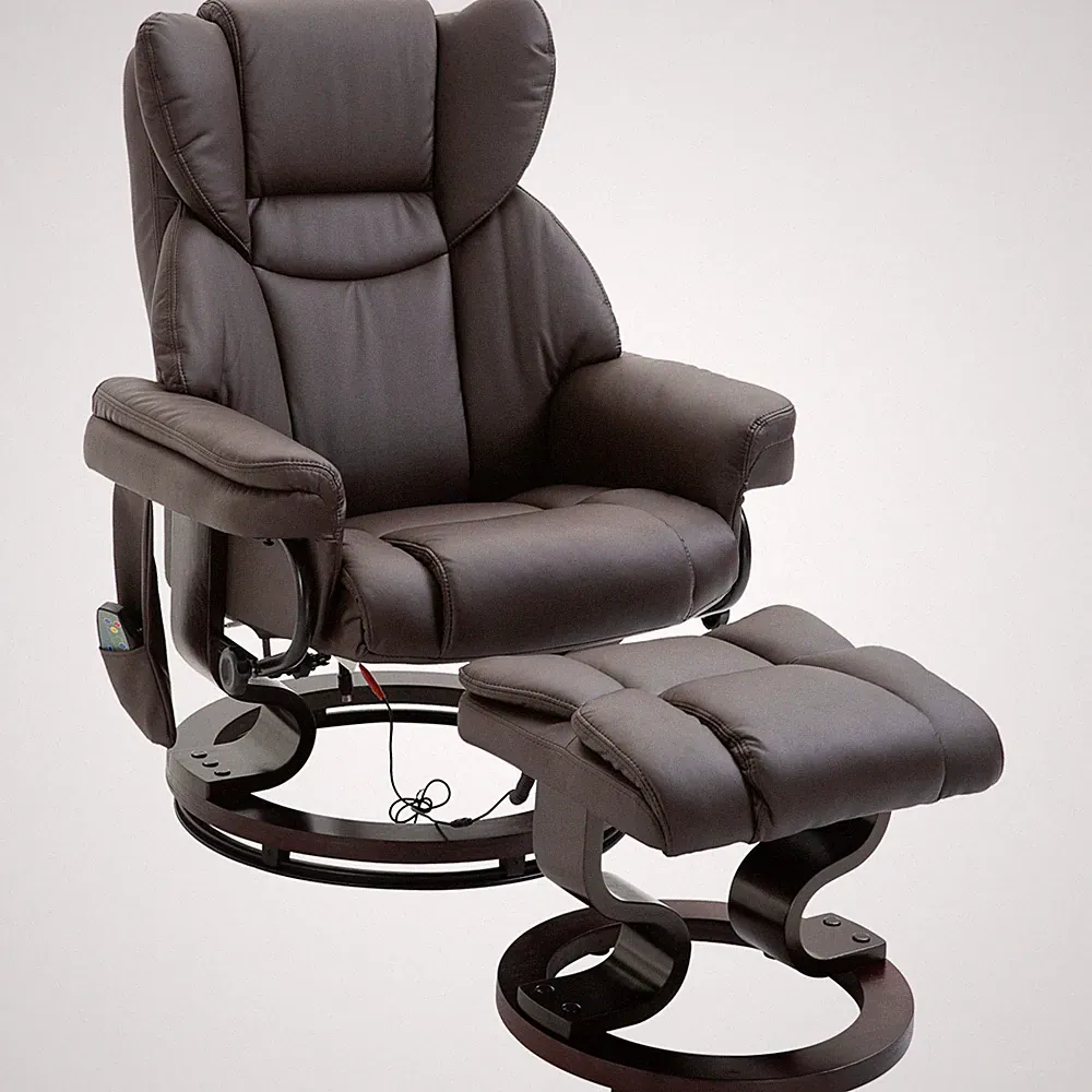 Homcom Massage Sofa Recliner Chair Footrest 10 Vibration Point Faux PU Leather
