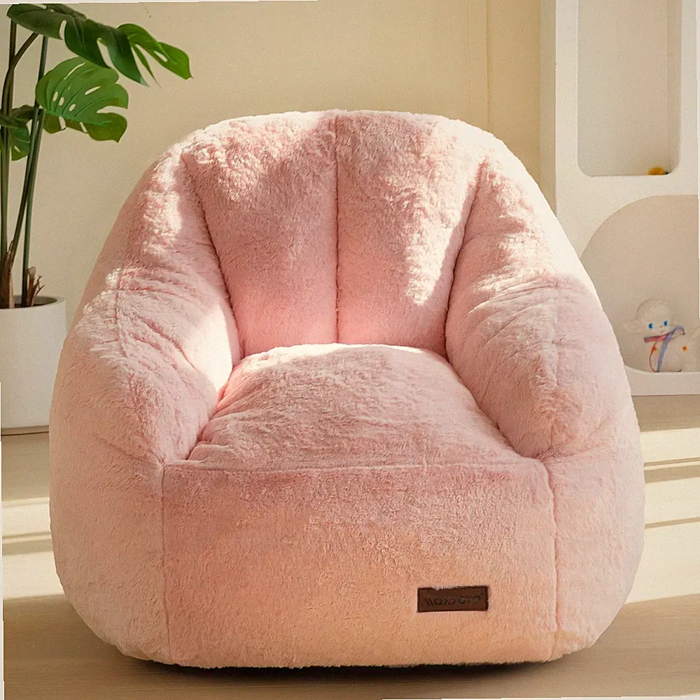 Kids Bean Bag Chair, Comfy Bean Bag Sofa with Back Support, Faux Fur Cute Cha...