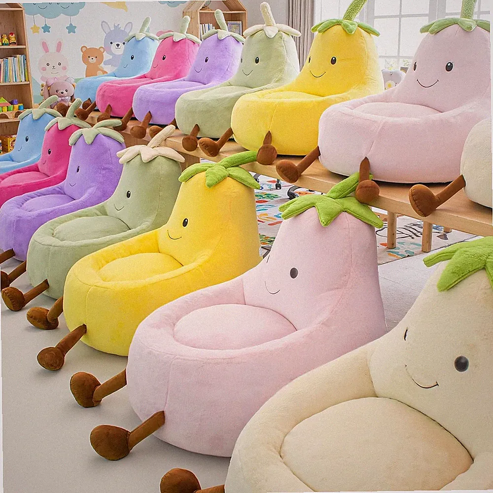 Kids Bean Bag Chair, Stuffed Toddler Couch with Faux Rabbit Fur Cover for Teens