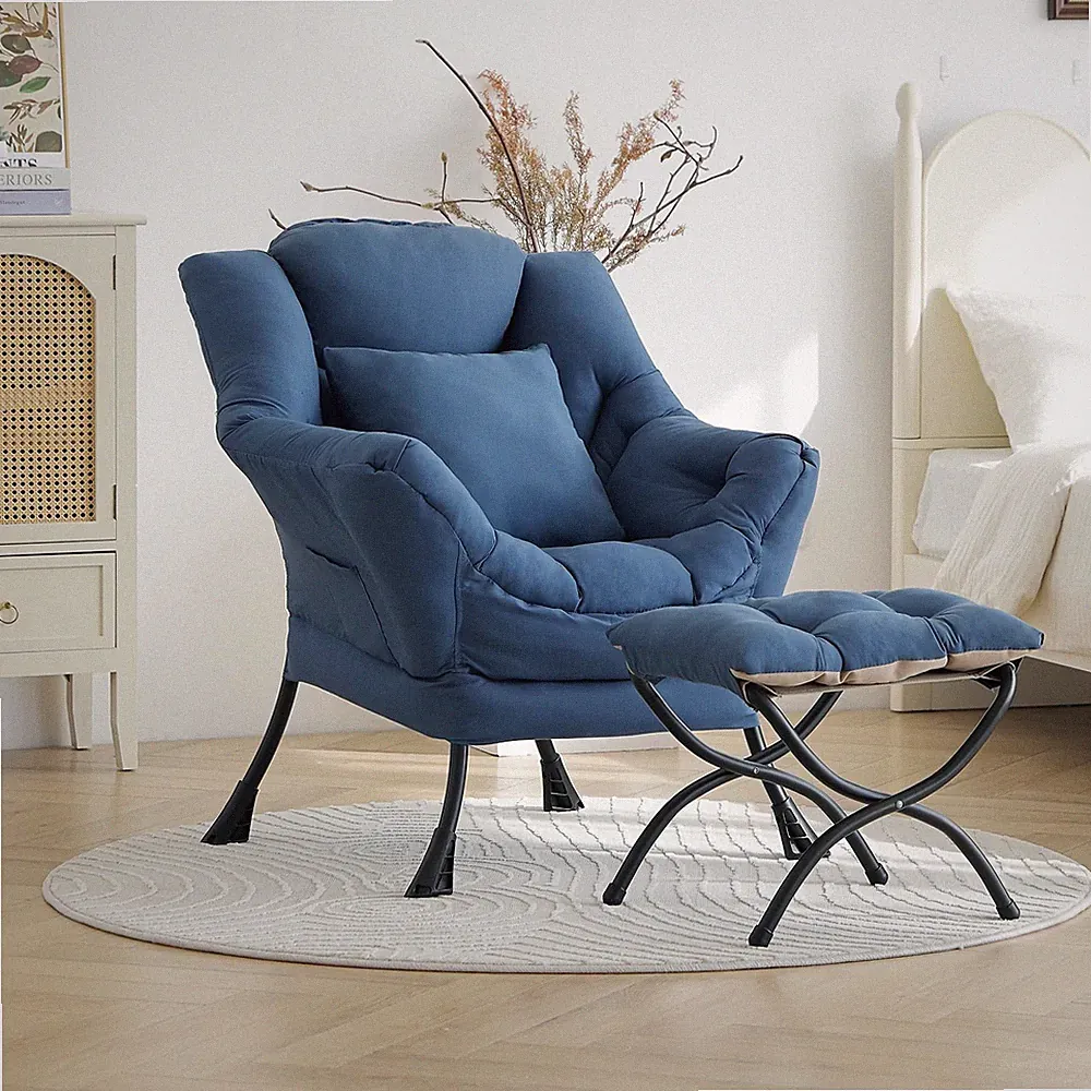 Lazy Chair with Ottoman, Reading Chair with a Pillow, Leisure Sofa Armchair w...