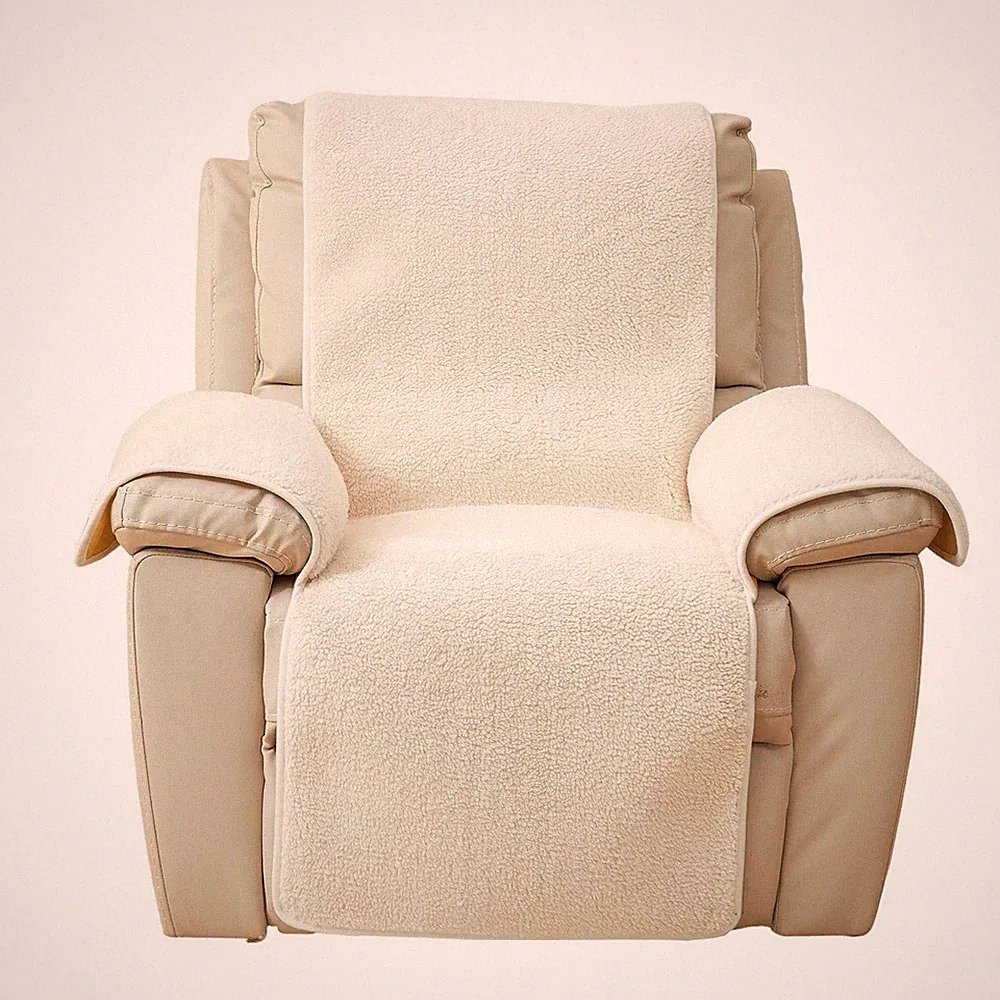 Luxury Sherpa Fleece Recliner Chair Cover Non Slip Backing Fuzzy Fluffy Recli...