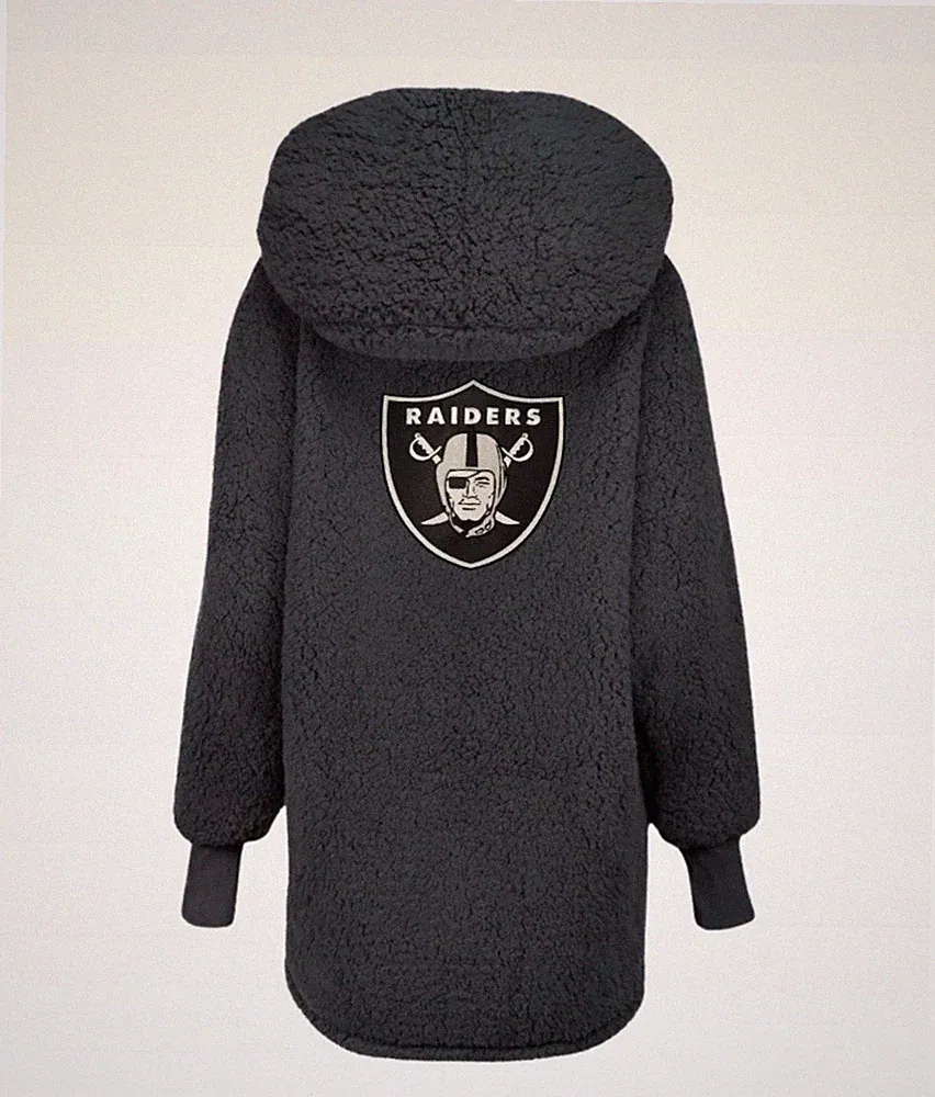 NWT Jill Martin NFL Apparel Las Vegas Raiders M/L Unisex Sherpa Hooded Lounger