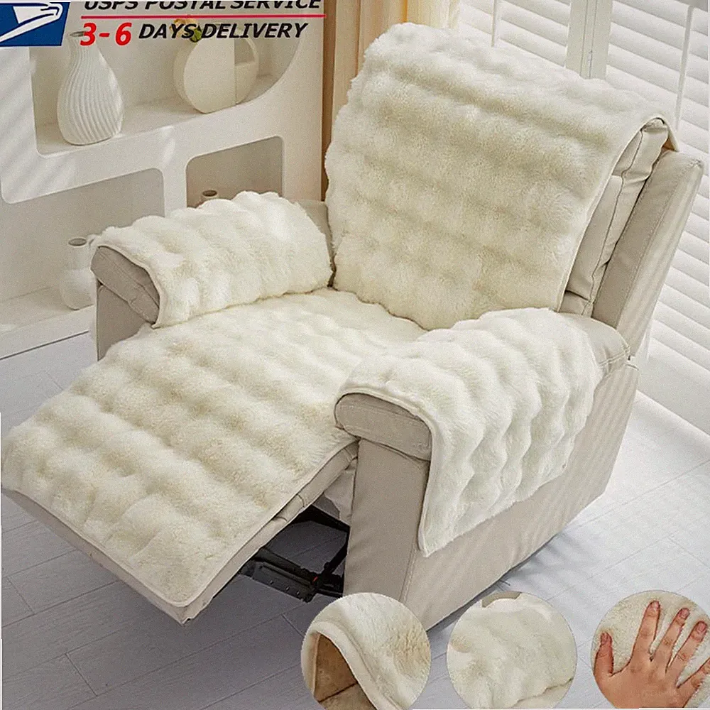 Plush Recliner Slipcover Home Faux Fur Fluffy Recliner Chair Slipcover Non Slip