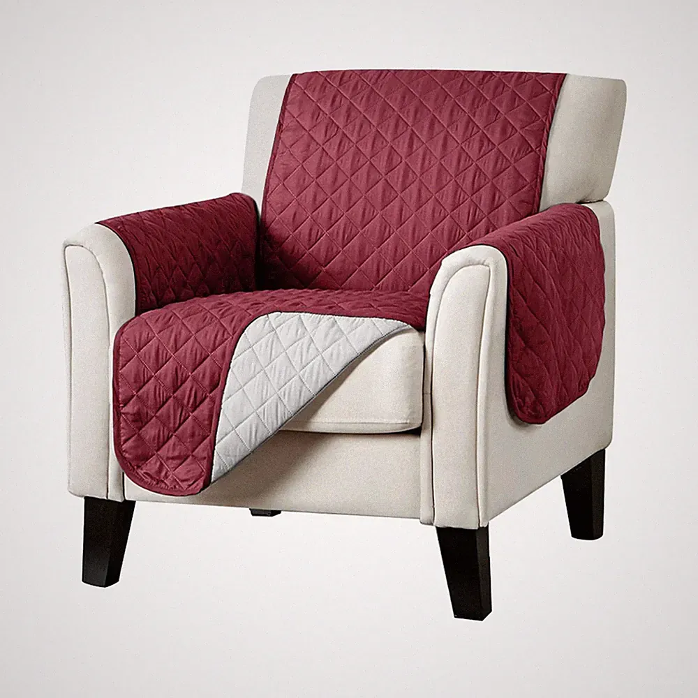 Quilted Recliner Cover Waterproof Nonslip Recline Slipcover Protector, Burgundy