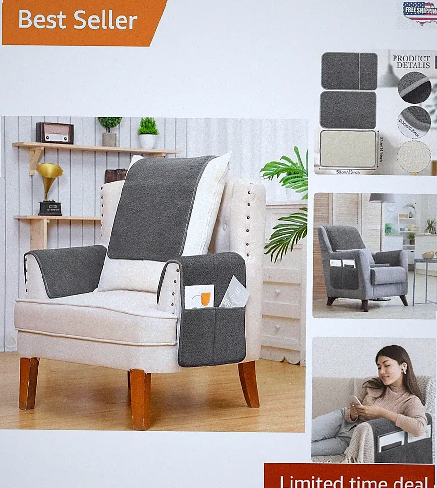Soft Sherpa Recliner Covers with Integrated Storage - Ideal for Home Comfort