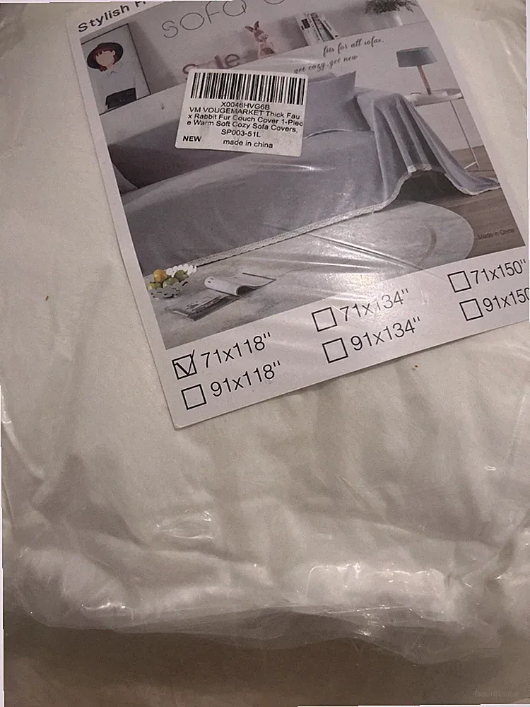 Stylish Home Decor Faux Fur Sofa Cover Or Bedspread (Q/K) 71"x118" White Washab