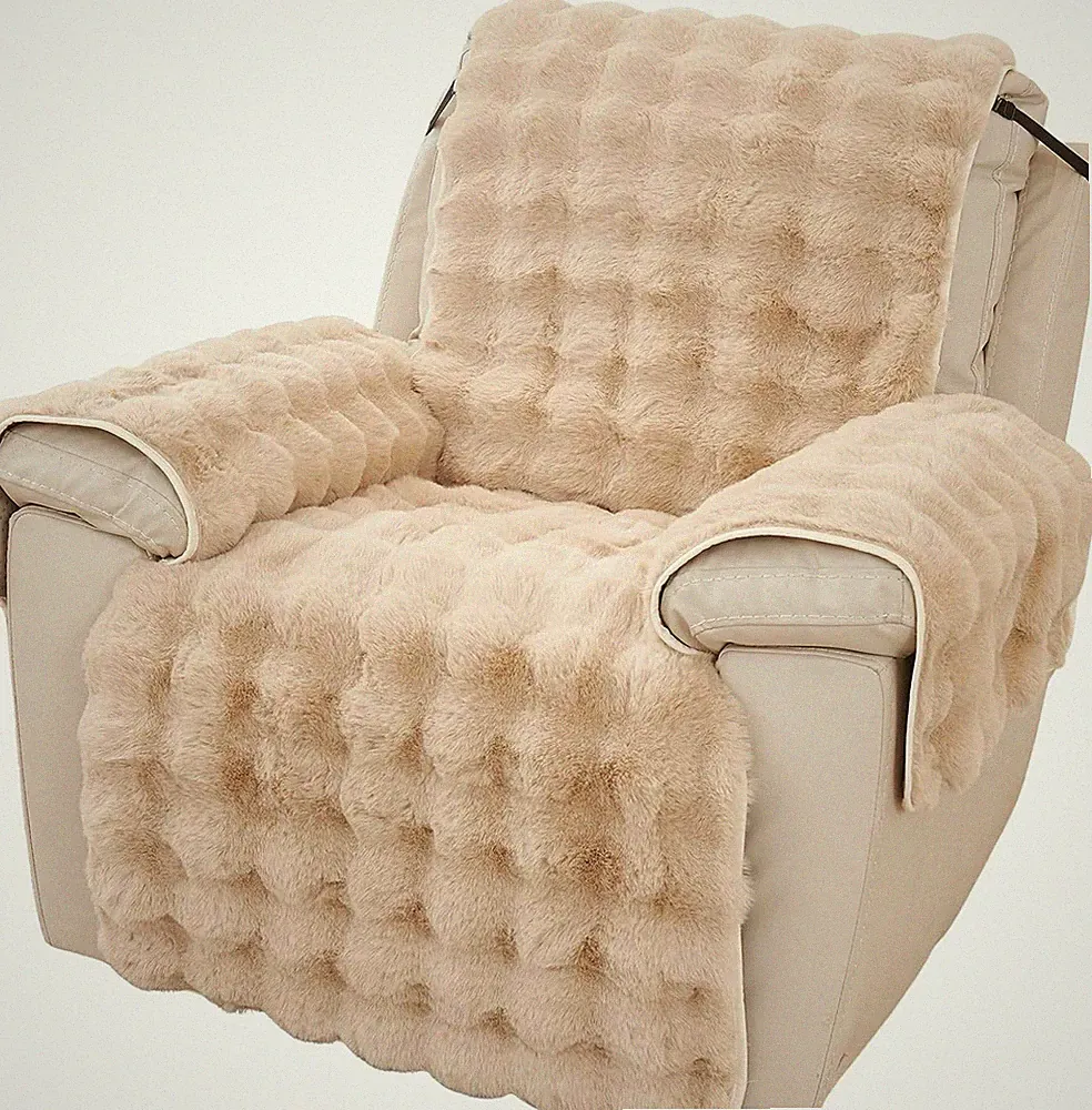 Super Soft Faux Fur Recliner Chair Slipcover for Pets - Khaki, 24
