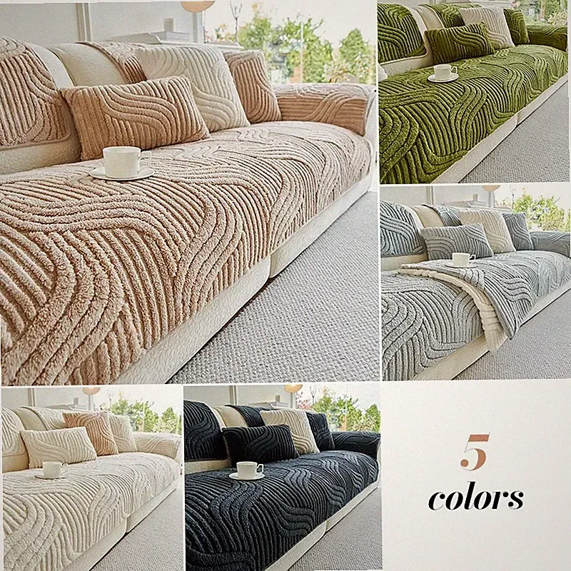 Thick Warm Plush Sofa Cover 1-4 Seater Sofa Non Slip Cover Furniture Protector.
