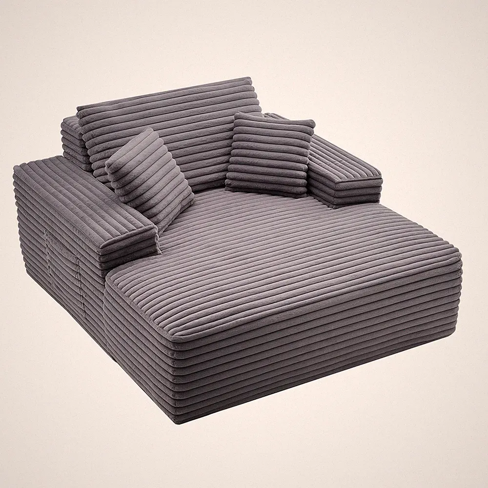 VEVOR Chaise Lounge Chair 48 in Oversized Boneless Chaise Lounge Indoor Grey