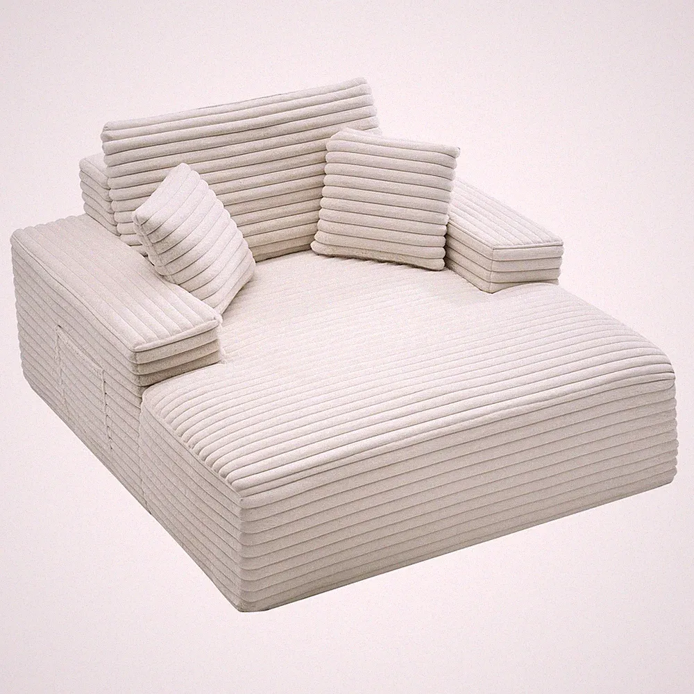 VEVOR Chaise Lounge Chair 54 in Oversized Boneless Chaise Lounge Indoor Beige