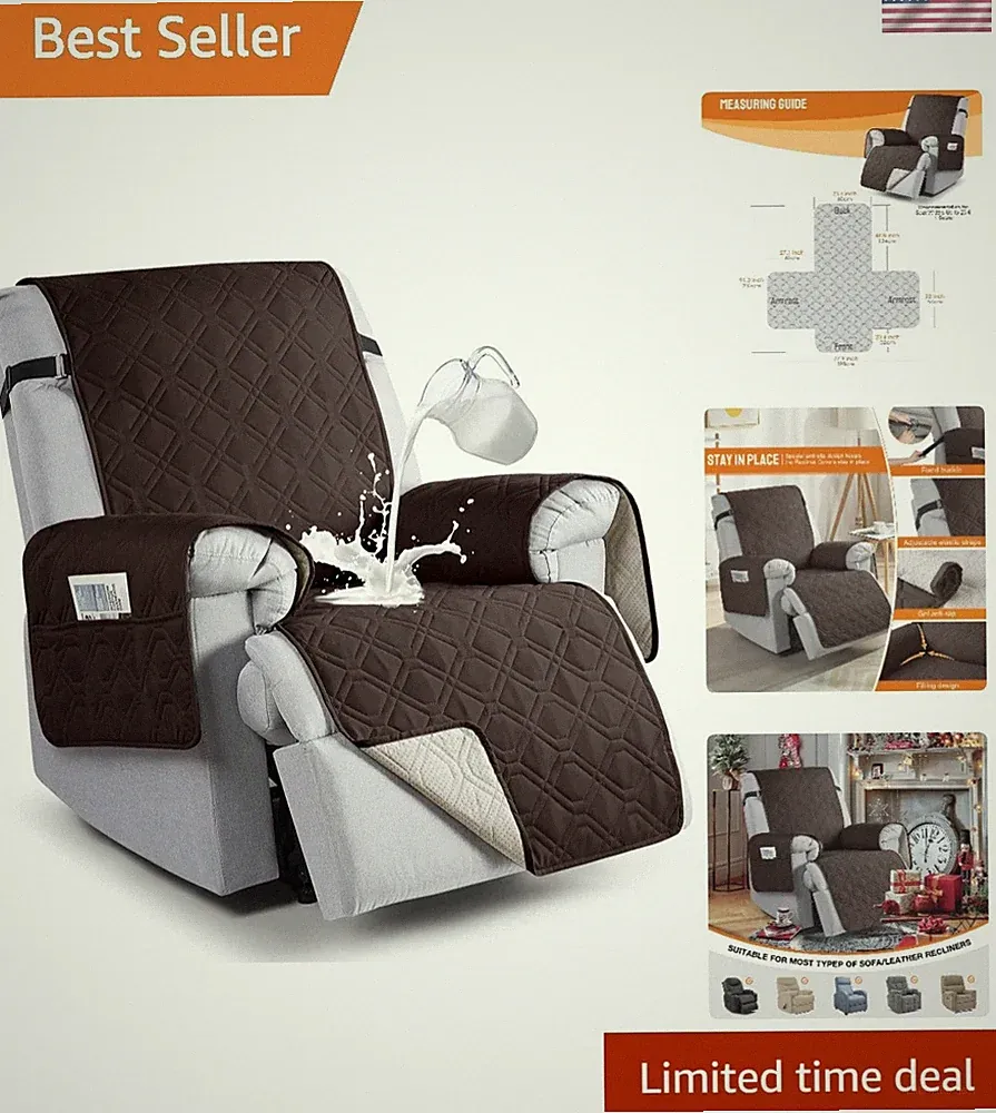 Waterproof Recliner Chair Covers, Recliner Cover Non-Slip Dog Chair Cover Fur...